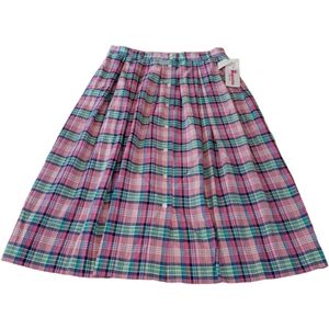 Vintage Majestic Specialties Pink/Green Plaid Tartan Front Button Maxi Skirt